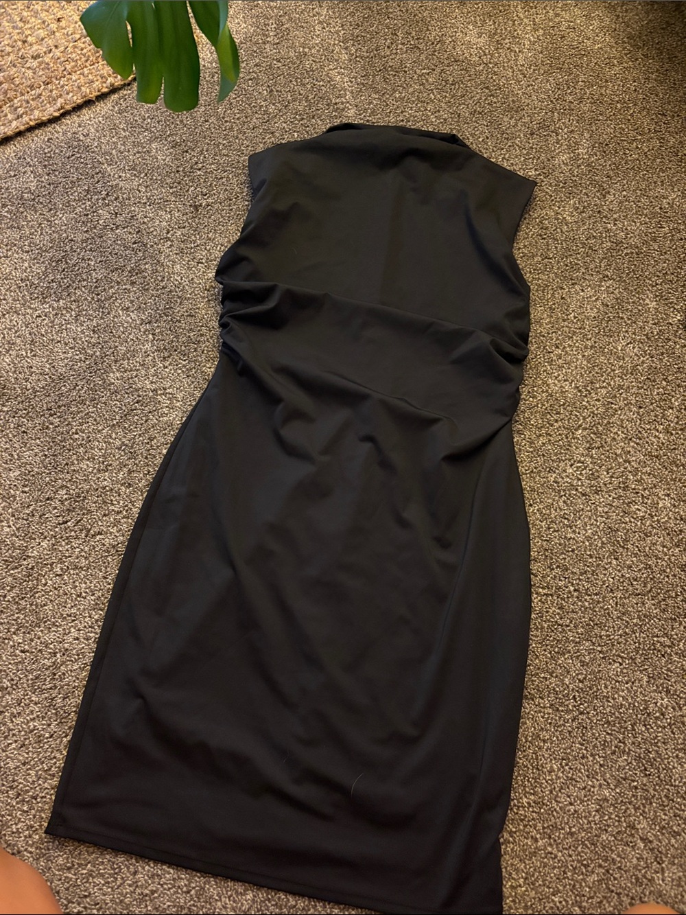 Sleek Black Midi Sheath Dress